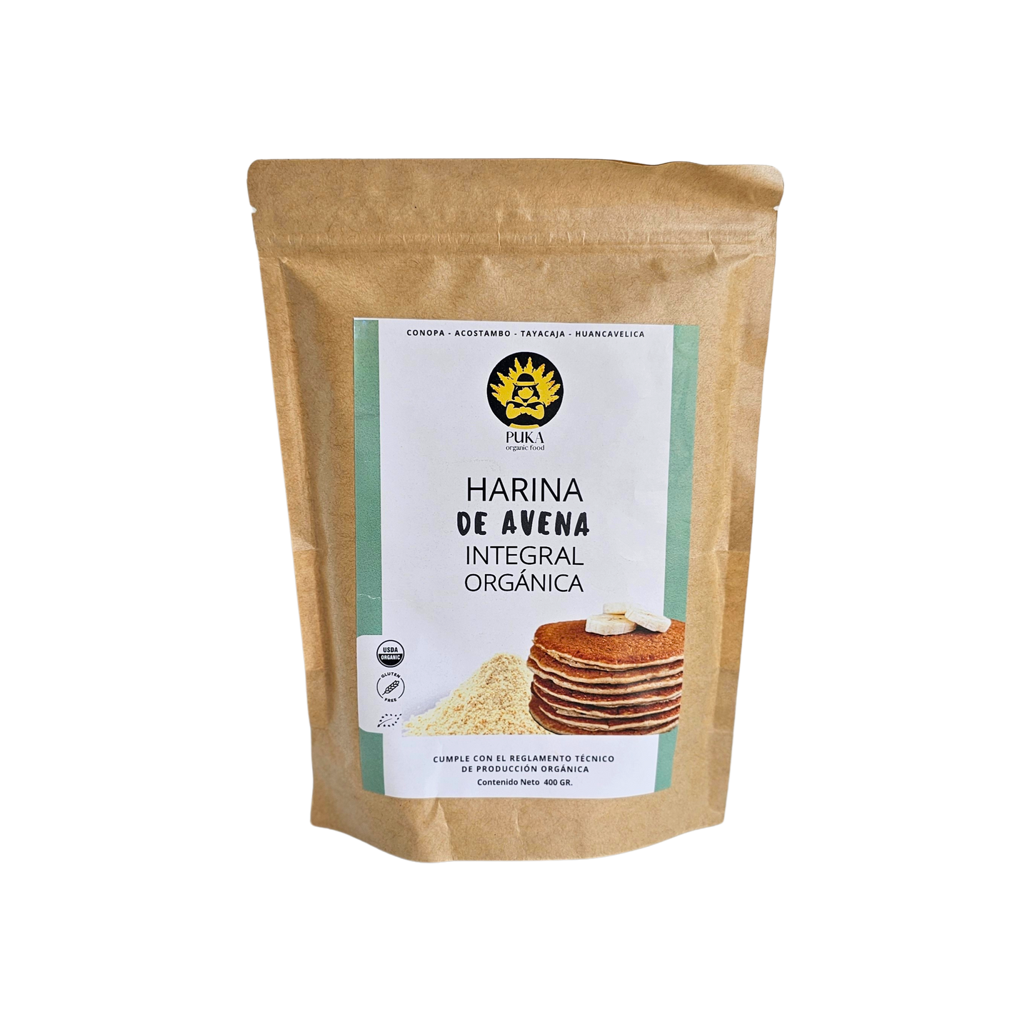 Harina de avena integral 400gr Puka