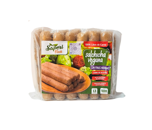 Salchicha vegana con finas hierbas 500g Saperi Foods