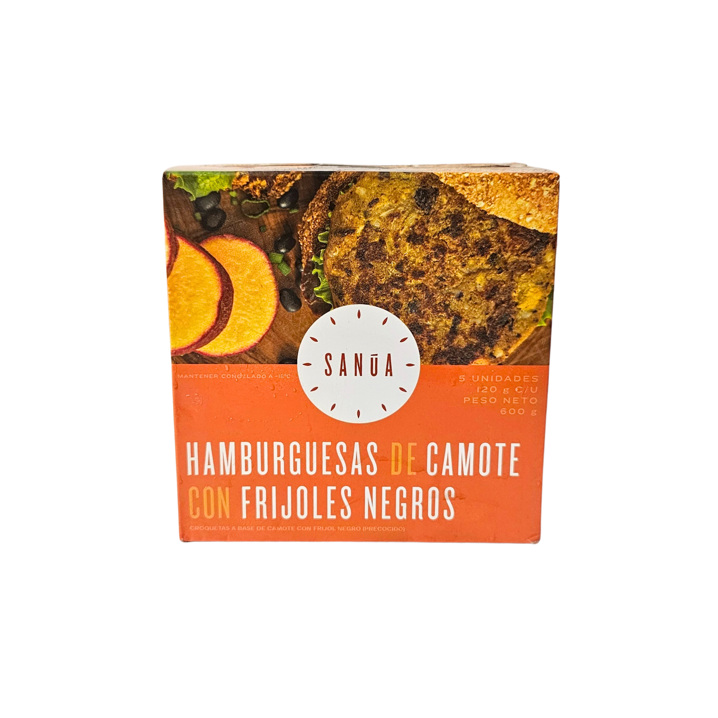 Hamburguesas de camote con frijoles negros 600gr Sanua