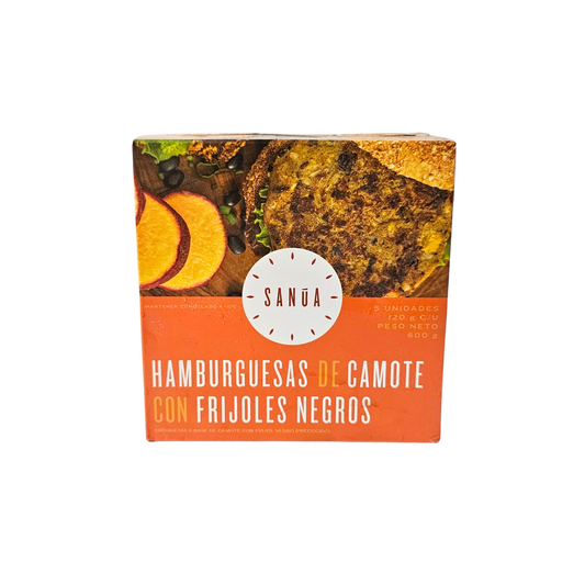 Hamburguesas de camote con frijoles negros 600gr Sanua
