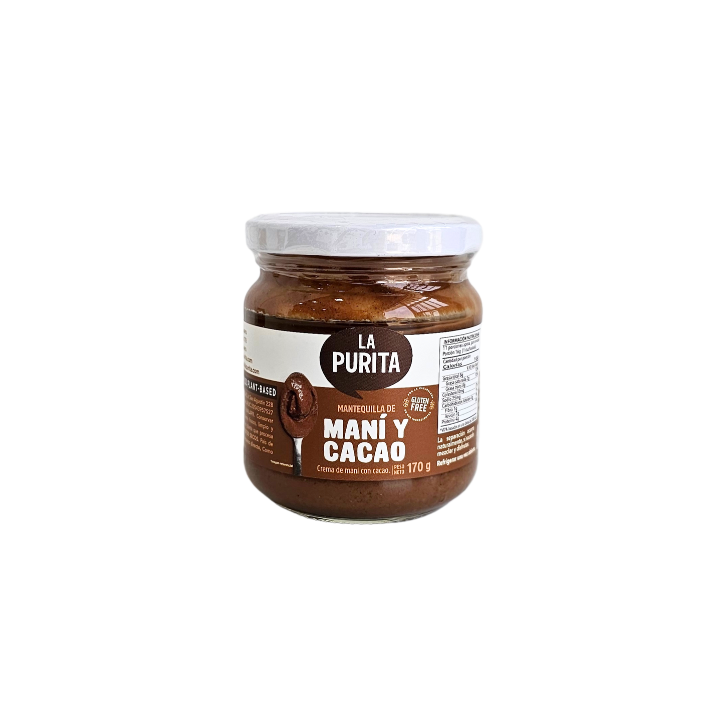 Mantequilla de maní con cacao 170g La Purita