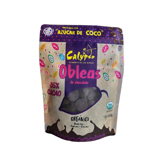 Obleas 85% cacao con azúcar de coco 150g Calypso