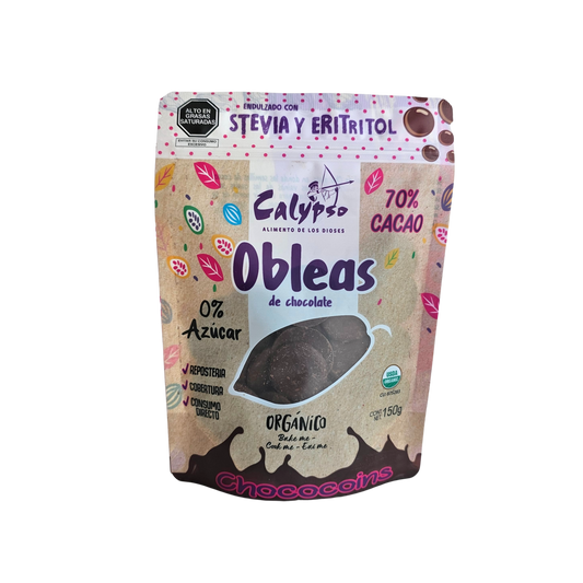 Obleas 70% cacao sin azúcar 150g Calypso