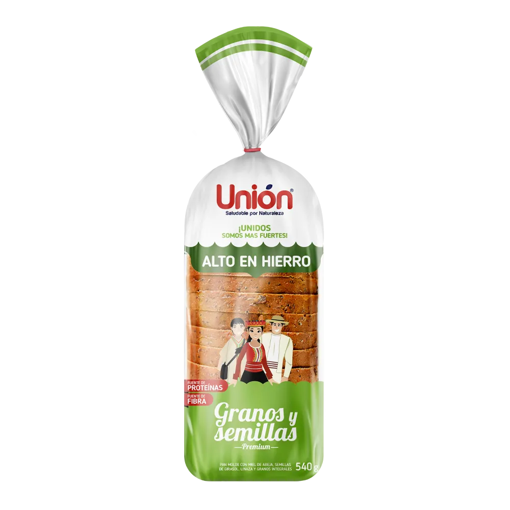 Pan granos y semillas premium 540 gr. Union