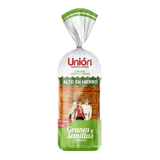 Pan granos y semillas premium 540 gr. Union