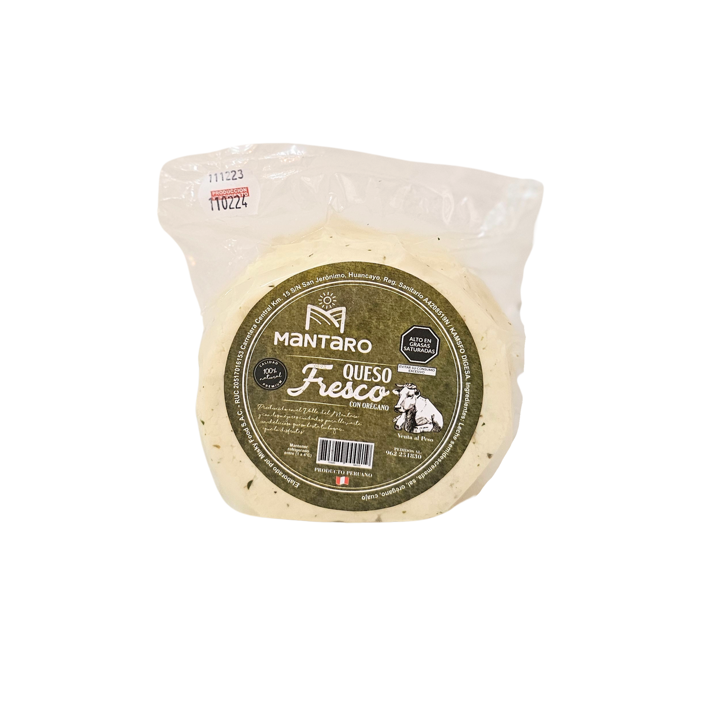 Queso fresco con orégano 500g Mantaro