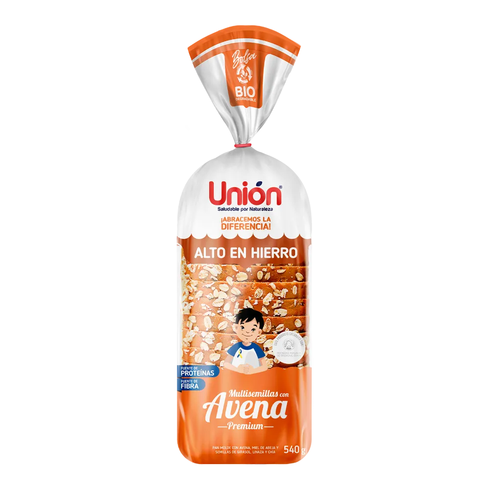 Pan con avena premium 540 gr. Unión