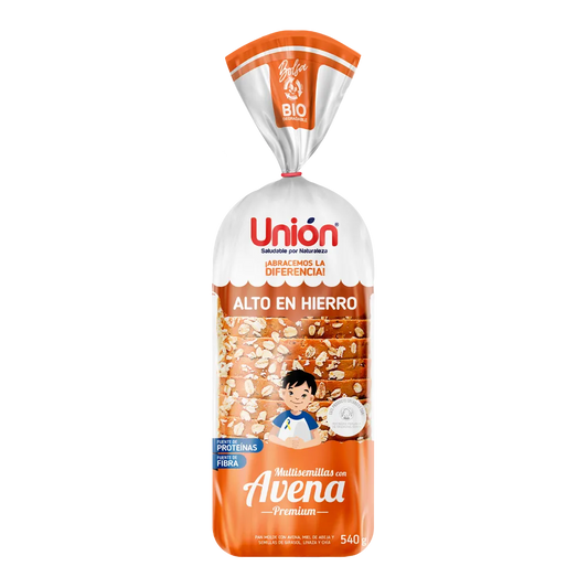 Pan con avena premium 540 gr. Unión