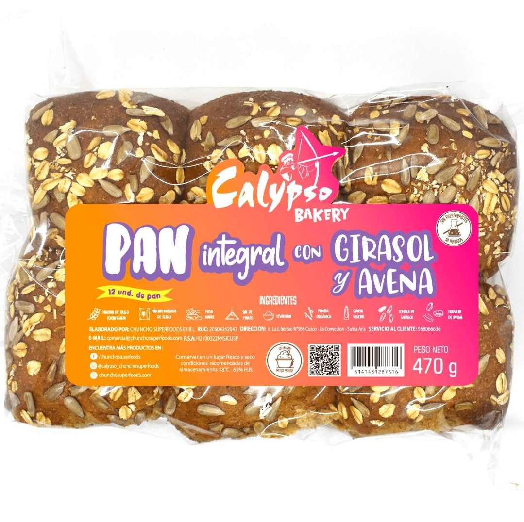 Pan integral con girasol y avena 470 gr. Calypso