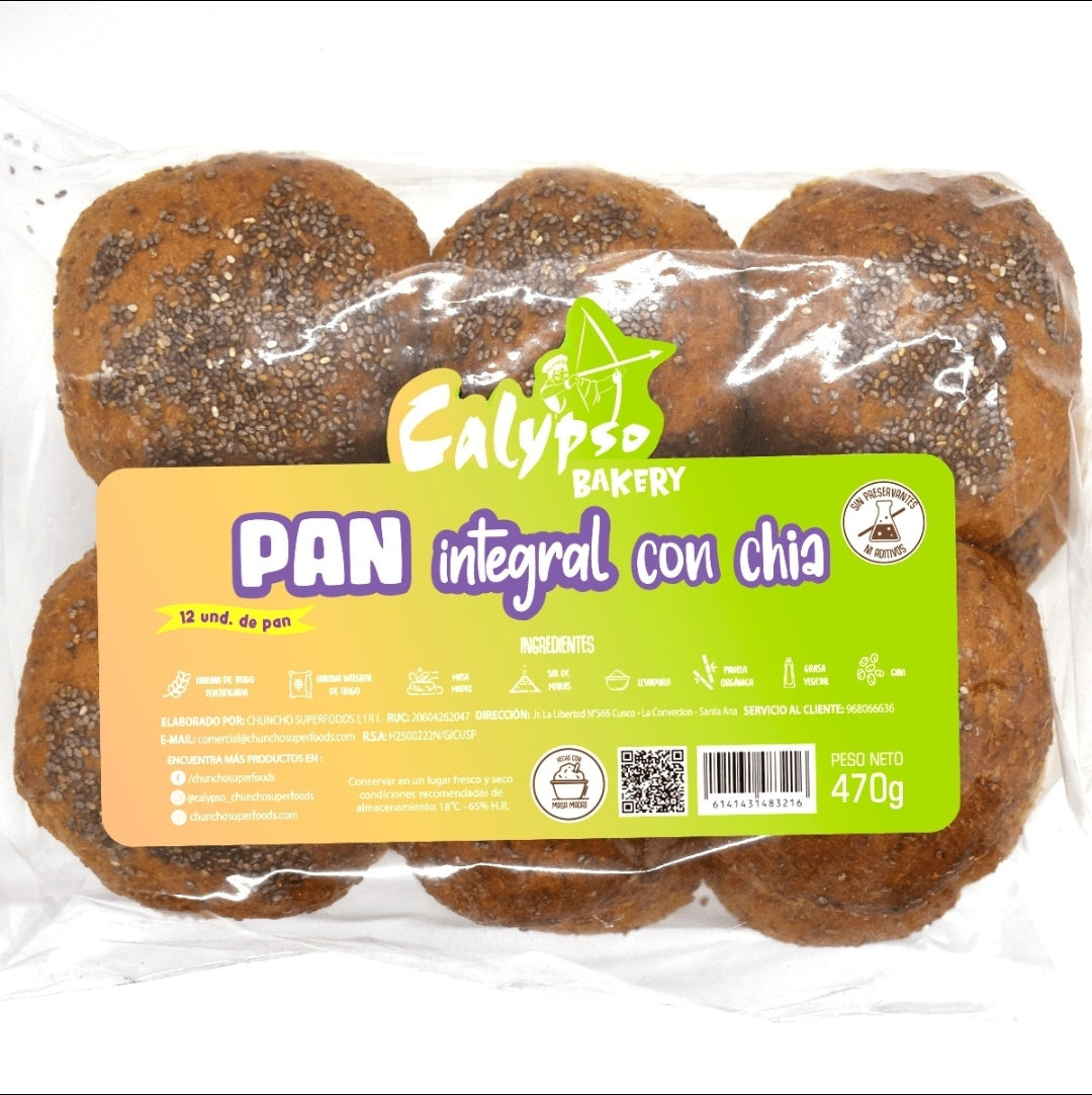 Pan integral con chia 470 gr. Calypso