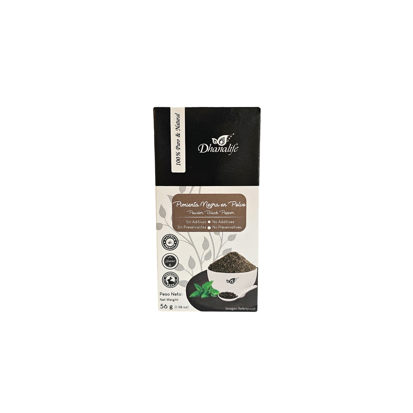 Pimienta negra en polvo 56g Dhanalife