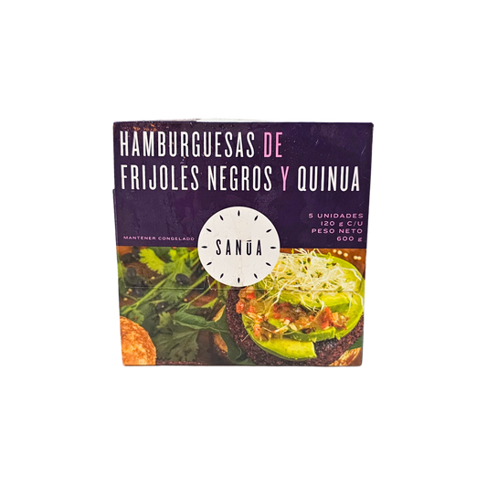 Hamburguesas de frijoles negros y quinua 600gr Sanua