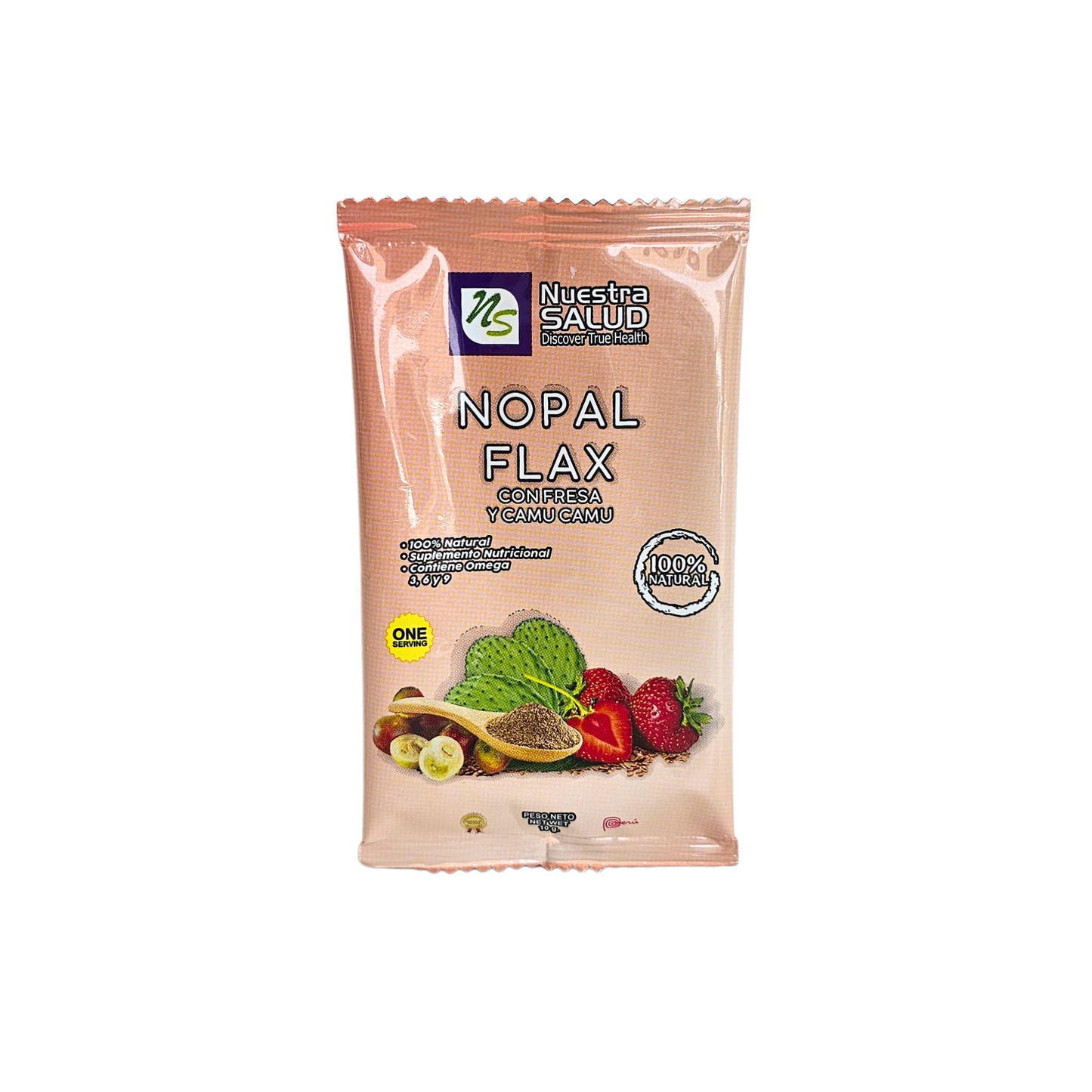 Nopal flax con fresa y camu camu 10gr Nuestra salud