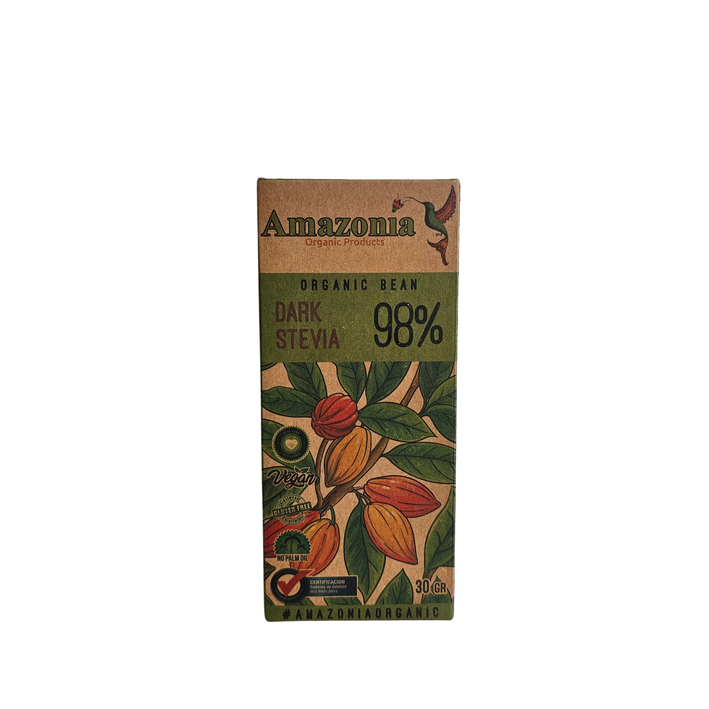 Chocolate 98% con stevia 30 gr. Amazonia