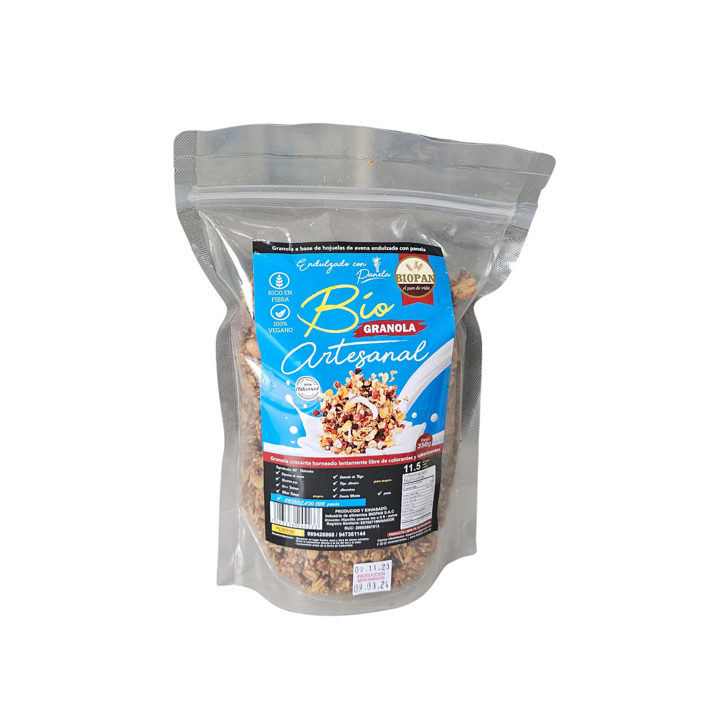 Granola con panela 350g Bio Pan