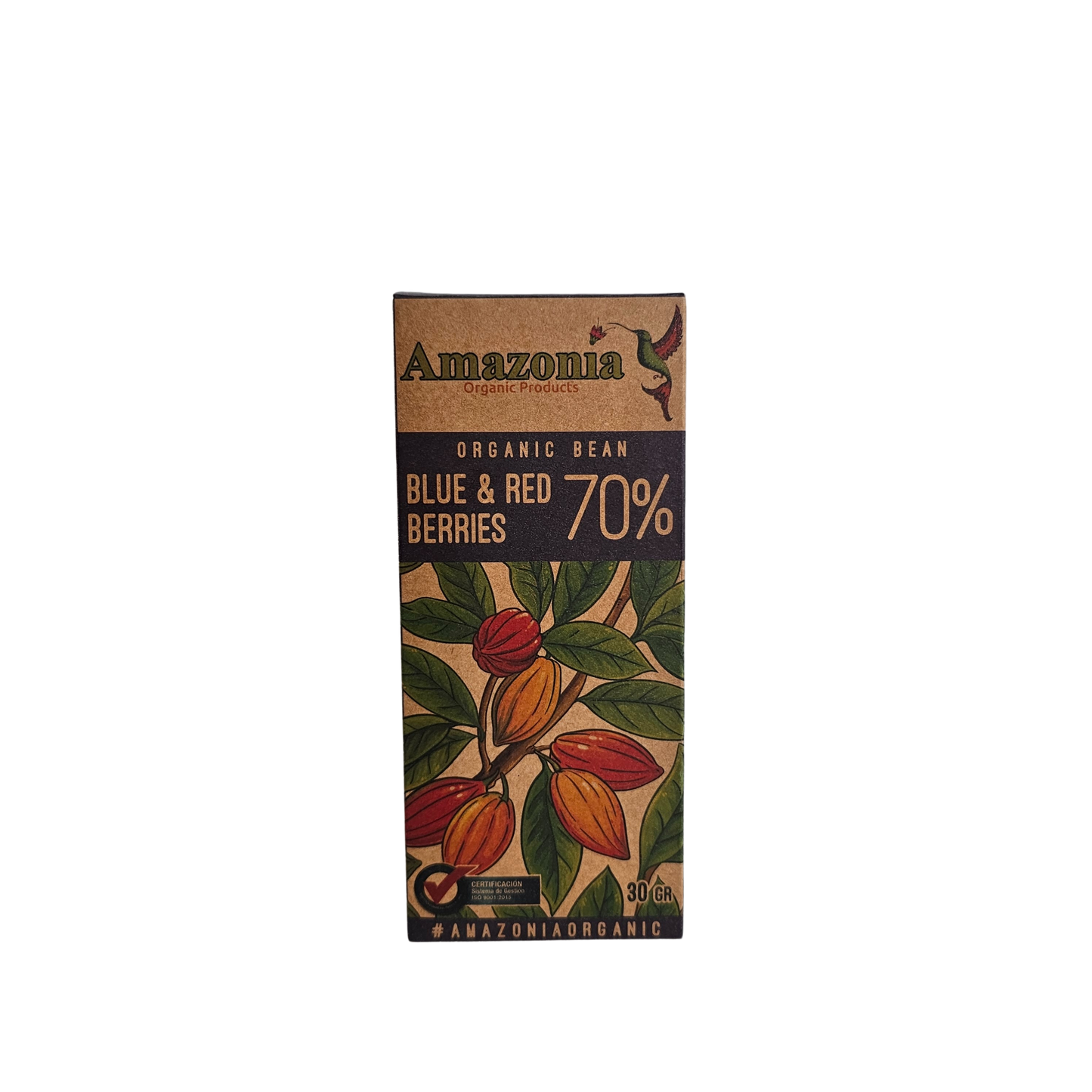 Chocolate 70% con arándanos 30 gr. Amazonia