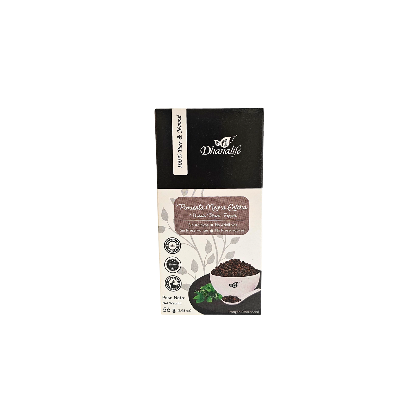 Pimienta negra entera 56g Dhanalife